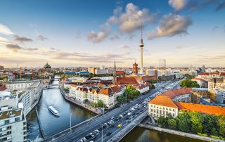 Berlin, Germany viewed from above the Spree River