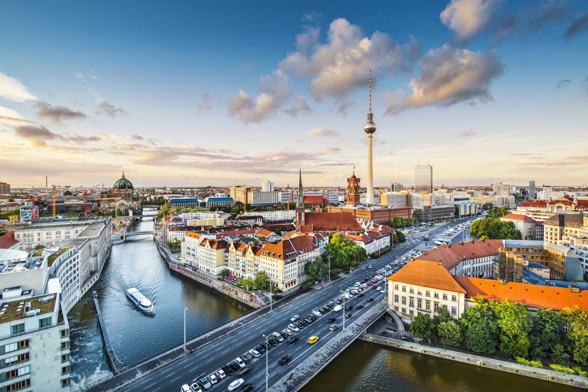 Berlin, Germany viewed from above the Spree River
