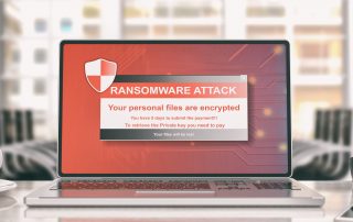 Ransomware virus alert on a computer laptop screen