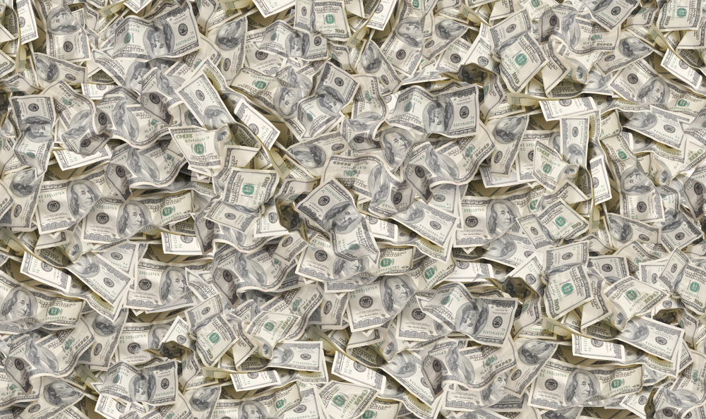 piles of U.S. dollars