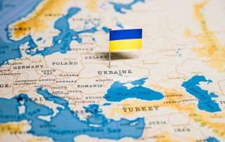 the Flag of ukraine in the world map