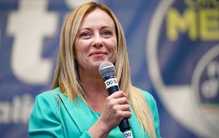 Electoral rally by Giorgia Meloni, leader of Fratelli d'Italia party, candidate for premier in the political elections. Turin, Italy - September 2021