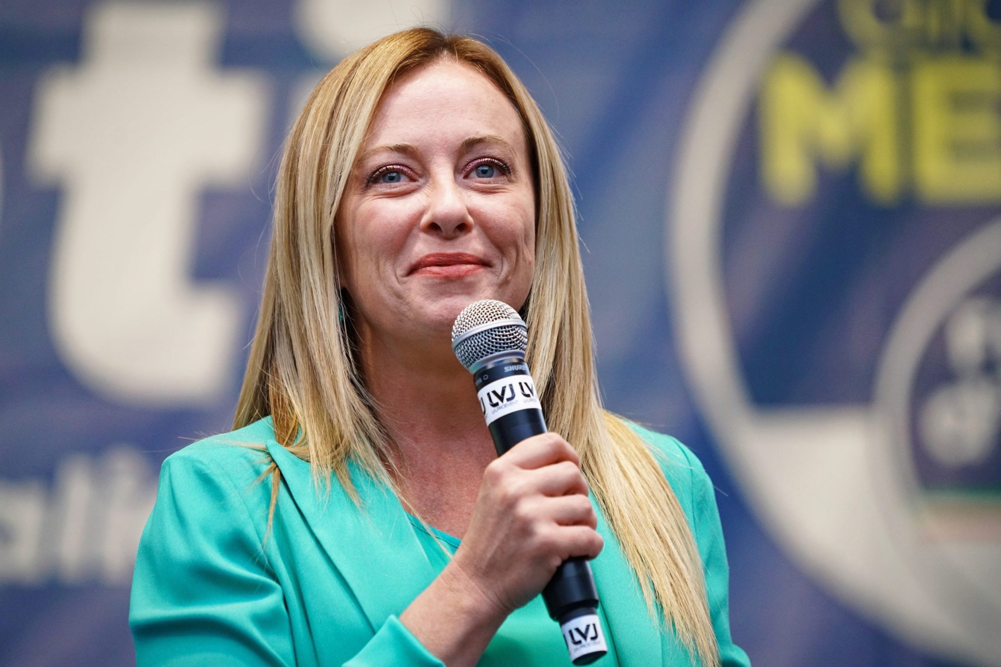 Electoral rally by Giorgia Meloni, leader of Fratelli d'Italia party, candidate for premier in the political elections. Turin, Italy - September 2021