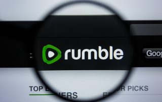 Los Angeles, California, USA - 21 Jule 2019: Illustrative Editorial of RUMBLE.COM website homepage. RUMBLE logo visible on display screen