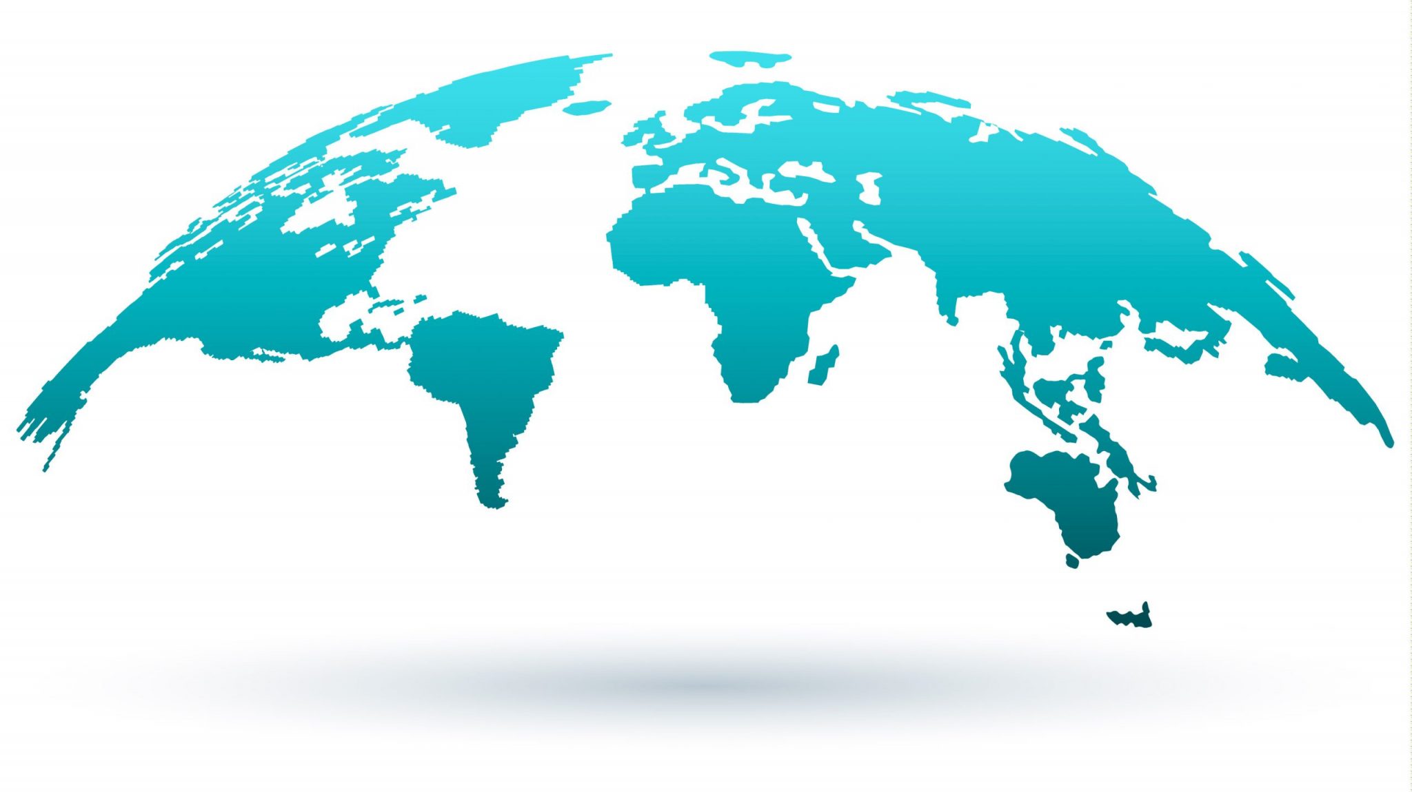 World Map Isolated on White Background in Bright Blue Color and Modern Flat Design.